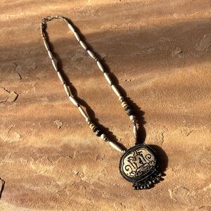 Vintage Carved Double Elephant Necklace Pendant Statement Boho Tribal Goodluck